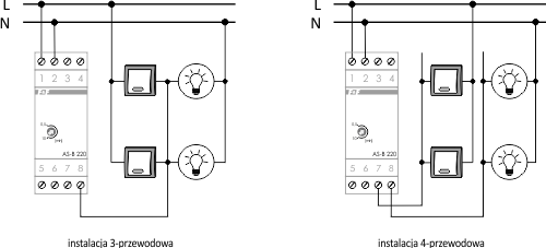Schemat przyłączeniowy automatu schodowego AS-B 220