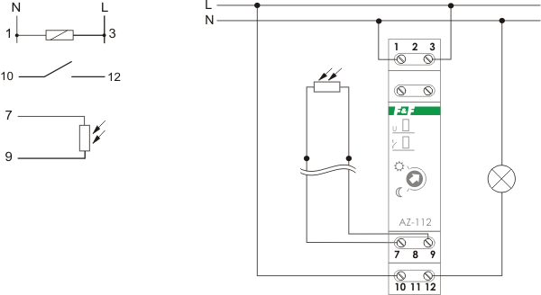 Schemat łączenia AZ-112 Schemat łączenia automatu zmierzchowego AZ-112
