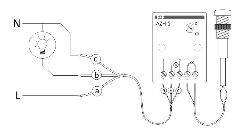 Schemat łączenia AZH-S Schemat łączenia automatu zmierzchowego AZH-S