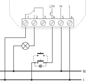 Schemat przyłączeniowy przekaźnika bistabilnego BIS-402