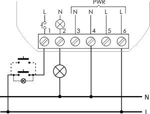 Schemat przyłączeniowy przekaźnika bistabilnego BIS-408