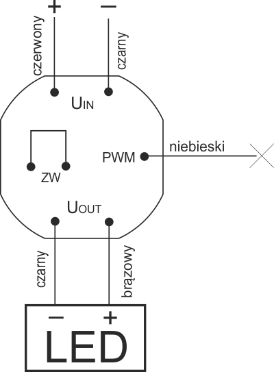 Schemat przyłączeniowy zasilacz PLD-01 Schemat przyłączeniowy zasilacza PLD-01