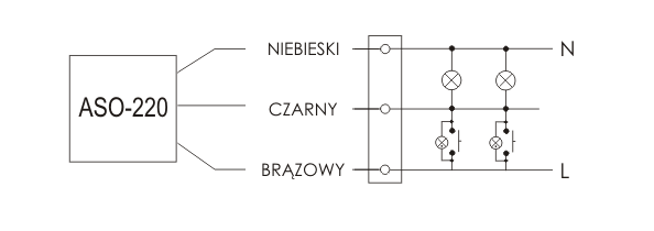 Schemat przyłączeniowy automatu schodowego ASO-220