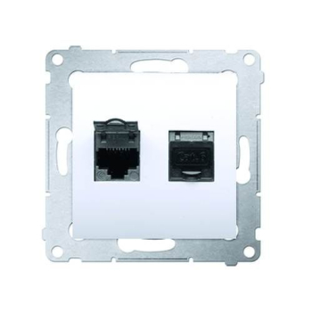 Gniazdo komputerowe RJ45 podwójne (moduł) Simon 54 z przesłoną przeciwkurzową D62E.01